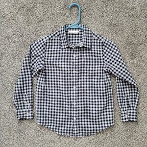 Janie & Jack Navy & White Button Down Shirt missing size tag Approx size 8